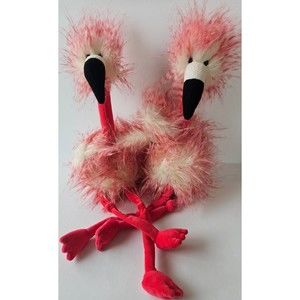 TWO NEW Jellycat Flora Flamingo 12" body 8" legs plush stuffed animal bird NWT